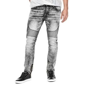 GUESS Men’s Acid-wash Moto Skinny Jeans